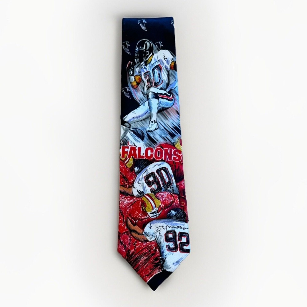 Vintage NFL Necktie Atlanta Falcons Men's Silk Football 90s 80s AOP